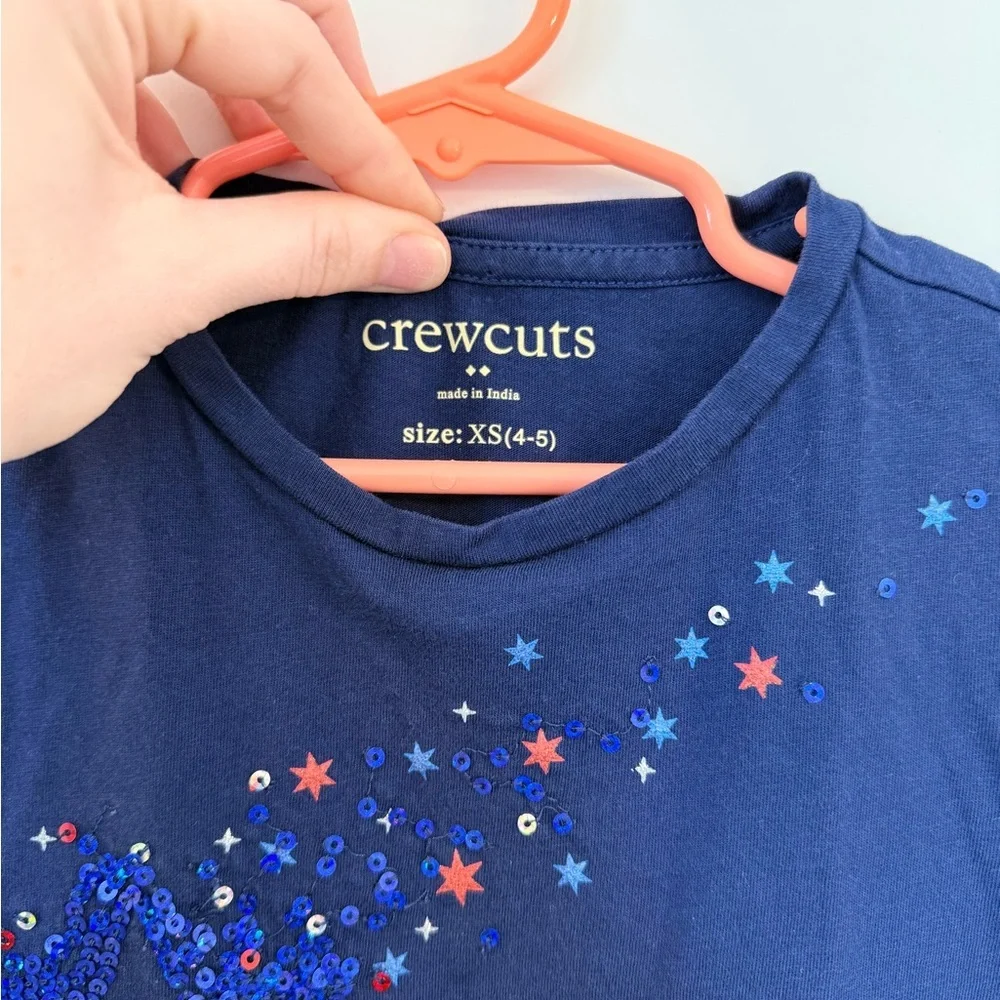 crewcuts Kids Navy Star Sequin Tee - Red, Blue & White Stars (XS-4/5)